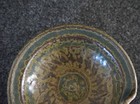Studio Art Pottery Spoon Rest Blue Green Brown Tan Handmade 4-1 2 Inch