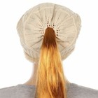 Women Golf Fur Trim Ponytail Beanie Ski Hat Cap Knit Rim Messy Bun Beanie Tail