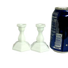 Vintage Tiara Indiana Glass Colonial Candle Holders Milk Glass 3  Tall Set Of 2