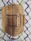Vintage Rattan Woven Wicker Footed Basket Trunk Storage