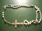 Vintage Rosary With White Beads  Marked Italy- 16  Long
