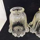Vintage Art Deco Pressed Clear Embossed Glass Ceiling Lamp Light Shade Set Of 3