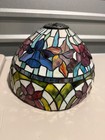 Tiffany Style Vintage Leaded Slag Glass Lamp Shade 1  Dome Floral Stained Glass