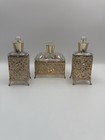 Vintage Hollywood Regency Ormolu Vanity Set Perfume Bottles And Powder Jar