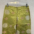 Y2k Vintage Bootcut Flare Pants 4 6 26 27 Green Satin Floral 70s Boho Hippie