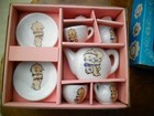Vintage 9 Piece Miniature Childs Cupie   Pudgie Tea Set Dishes Doll House China