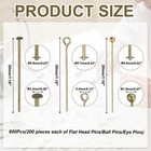 600 Pack 3 Styles 1 18  Head Pins Set For Jewelry Making bronze 