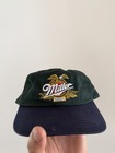 Vintage Miller Beer Cap Hat Embroidered Adjustable Green With Blue Brim