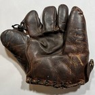 Vintage Baseball Glove 1920s Joe Cronin Jr  Leather Split Finger Tunnel Loop Web