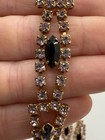 Vintage Bracelet Earrings Set Rhinestone Purple Gold Tone Screw Back 7 
