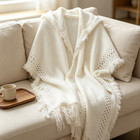 Boho Fringe White Shawl Women Evening Party Wedding Scarf Beach Travel Wrap