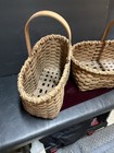 Vintage Primitive Hand Woven Wicker Baskets Handle Farmhouse Cottagecore Rattan