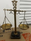 Antique Brass Balance Scale Marble Base Victorian Apothecary Merchant Decor