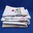 Vintage Dresser Scarf Embroidered Linen Lot 5 Cottage Country Farmhouse Grandma
