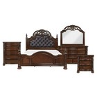 New 5pc Old-world King Queen Poster Bed Set Cherry Brown Traditional Bed d m n c