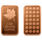 1 Oz Maple Leaf Copper Bars  999 Fine Copper Proof Finish Avdp Oz - Lot Of 100