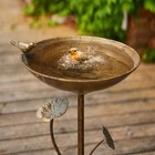 11 4  W X 28 5  H Cast Iron Pedestal Bird Bath - Vintage Outdoor Garden Decor