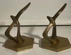 Vintage Pair Brass Sculpture Modernist Mid Century Abstract Seagull In Flight