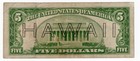 1934a Hawaii  5 Federal Reserve Note Raw Circulated 4387a