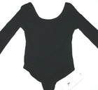 Danskin Leotard Bodysuit Long Slv Ls Cotton Blend Classic Black New Child Girl