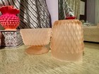 Pink Frosted Indiana Glass Diamond Pattern Fairy Lamp - 3 Chips - Vintage