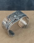 Vtg Hand Stamped Wide Navajo Cuff Sterling 36 3g Thunderbird Fred Harvey Estate