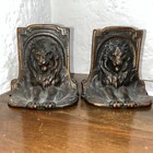 Vintage Pair Of Figural Lion Bookends 1920 s Metal Lions  Bron-met
