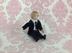Dollhouse Miniature Porcelain Little Suit Boy Poseable Ceramic Doll 1 12 W stand
