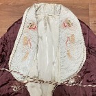 Vintage 1950s Satin Quilted Embroidered Smoking Jacket Robe Medium 