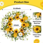21 Inch Artificial Sunflower Wreath  Door Wreaths For Spring Summer With Sunf   