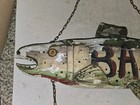Vintage 60s 70s Bait fishing 3 Dimensional Figural Wood Trout Fish Sign folk Art