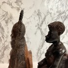 Benin King Oba   Queen Pair Hand Carved Seated Ebony Figures West African rare  