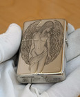 Angel Wings Lady Silver Zippo Lighter And Box