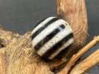 Tibetan Old Agate Dzi Sky Eye Lines Bead Amulet 20mm V09