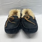 Size 7 Women   s Ugg Dakota Suede Sheepskin Moccasin Slip-on Navy Blue