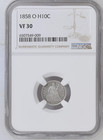 1858-o Seated Liberty Silver Half Dime - Graded Ngc Vf30 - Issue Free