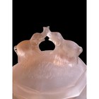 Vtg L e  Smith Pink Satin Glass Figural Powder Jar     Art Deco Vanity Dresser Box