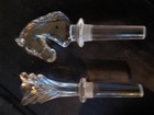  2x  Vintage Antique Crystal   Glass Decanter Stoppers - Horse   Chess Knight 