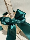 Gold Wedding Flower Girl Basket With Dark Green Satin Ribbon Bow D  cor Weddin   
