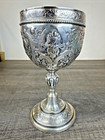 Antique German Goblet Renasant Revival Wine Chalice Cup 800 Silver Hanau Rosenau