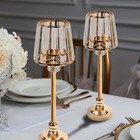 2 Gold Clear 15  Metal Votive Candle Holders Crystal Glass Lamp Shade Events