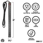 16 Outlet Surge Protector Power Strip-14 3 Black Aluminum -9 Ft Extension Cord