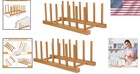 Kitchen Dish Rack Bamboo Wooden Plate Holder Organizer For Pots Bowls Cups An   