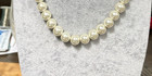Cream Glass Faux Pearl Necklace Earring Set