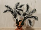  new  2 Handmade French Beaded Tri Tone Lilies Lily Flowers Gray Black