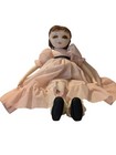 Vintage Handmade Rag Doll Embroidered Face Yarn Hair Eyelashes Primitive 17 