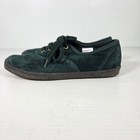 Vintage Bijou Shoes Green Suede Lace-up Shoe Sneaker W Gold Eyelets Womens 6 5