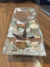 Set Of Two Vintage Hand Carved Goose Acrylic Lucite Paper Weights
