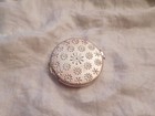 Vintage Silvertone Mirror Compact Genuine Dried Flower W Carrying Bag