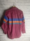 Vtg Wrangler Brushpopper Striped Western Button Up Mens Size 15-33 Cowboy Rodeo